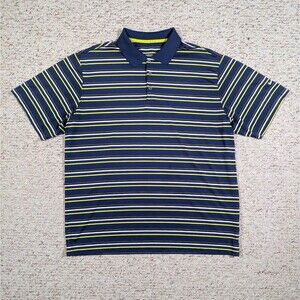 Nike Golf Dri Fit Polo Shirt Short Sleeve Mens XL Striped Navy/Green/Black/White